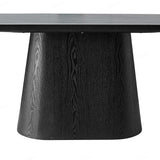 Bianca 200cm Oval Black & Grey Ceramic Marble Dining Table