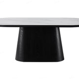Bianca 200cm Oval Black & White Ceramic Marble Dining Table