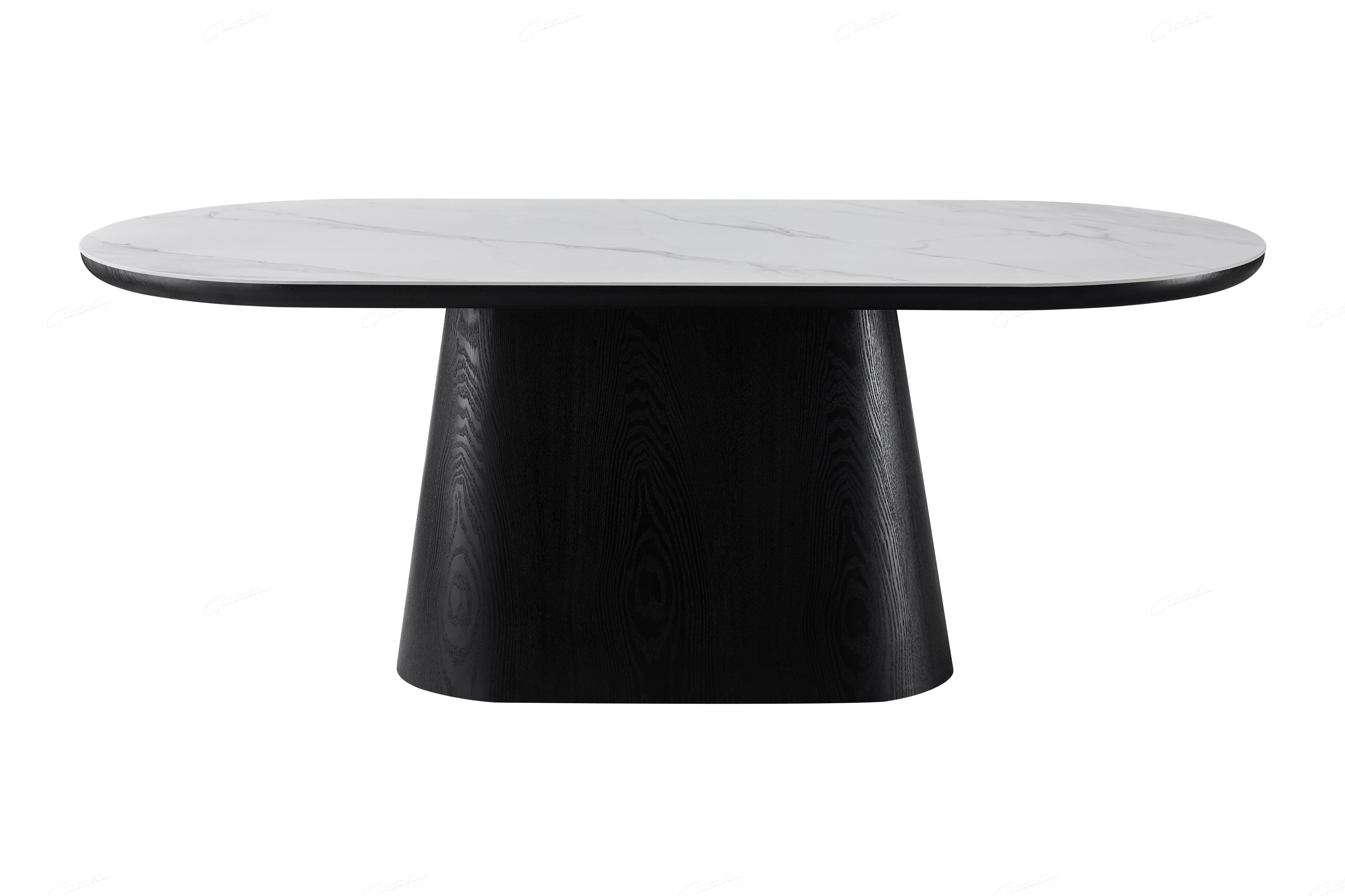 Bianca 200cm Oval Black & White Ceramic Marble Dining Table