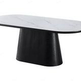 Bianca 200cm Oval Black & White Ceramic Marble Dining Table
