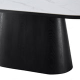 Bianca 200cm Oval Black & White Ceramic Marble Dining Table