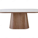 Bianca 200cm Oval Walnut & White Ceramic Marble Dining Table