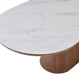 Bianca 200cm Oval Walnut & White Ceramic Marble Dining Table