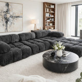 Bubble Black Boucle Fabric Corner Sofa