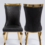 Miami Black/Gold Fabric Dining Chairs - Pairs