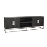 Blackbone Black Oak and Silver 4 Door TV Unit - 220cm-Belmont Interiors