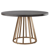 DI Designs Bredon Dark Grey Concrete & Brass Round Dining Table
