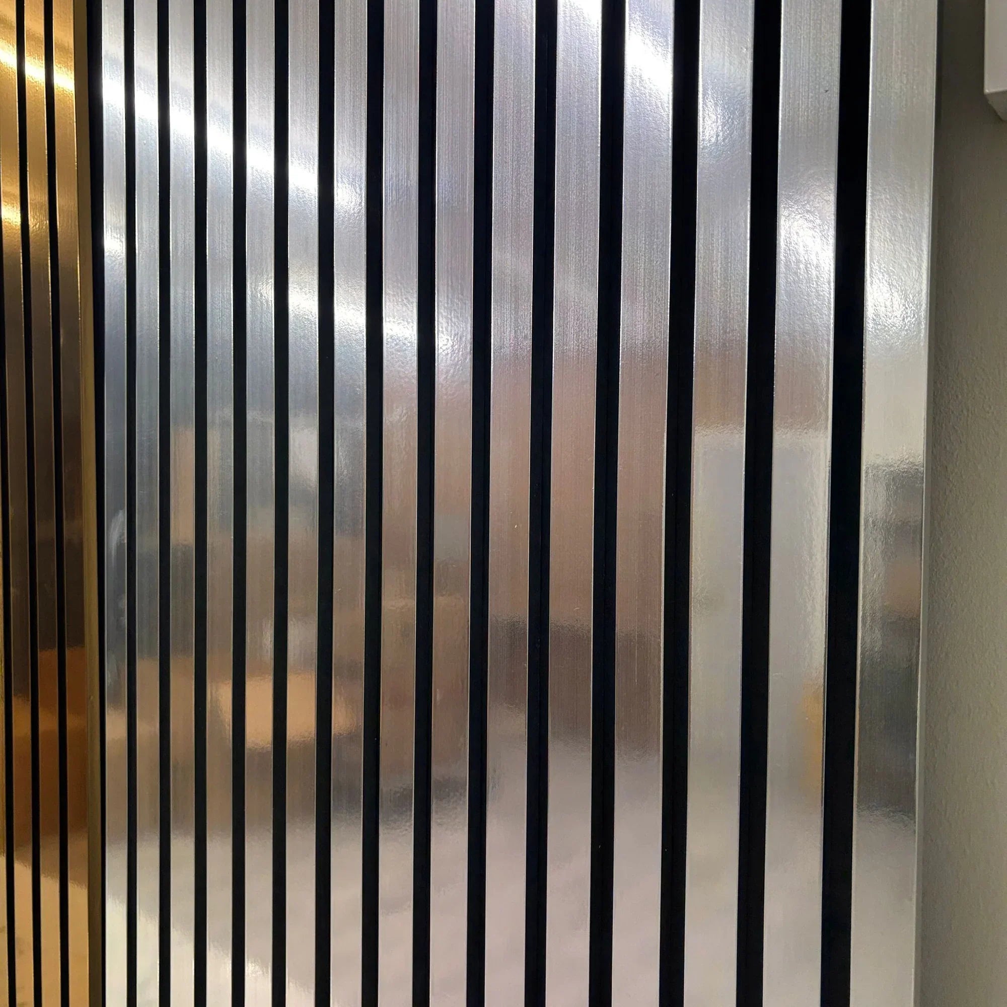 Acoustic Slatted Wall Panels Chrome Metallic Pack Of x4 240 x 60cm