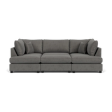 Carnaby Sofa Plush Grey Velvet U Shape Corner Sofa
