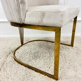 Louis Marble & Gold Dining Table With Carlton Cream/Gold Velvet Chairs