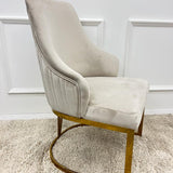 Arianna 180cm Gold Marble Dining Table With Carlton Cream/Gold Velvet Dining Chairs