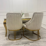 Arianna 180cm Gold Marble Dining Table With Carlton Cream/Gold Velvet Dining Chairs