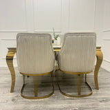 Louis Gold Marble Dining Table With Carlton Cream/Gold Velvet Dining Chairs