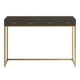 DI Designs Hampton Antique Brass & Brown Faux Shagreen Console Table