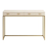 DI Designs Hampton Ivory Shagreen & Gold Console Table