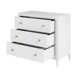 DI Designs Abberley White Oak Wood & Gold 3 Drawer Chest