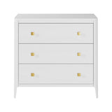 DI Designs Abberley White Oak Wood & Gold 3 Drawer Chest