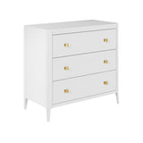 DI Designs Abberley White Oak Wood & Gold 3 Drawer Chest