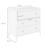 DI Designs Abberley White Oak Wood & Gold 3 Drawer Chest