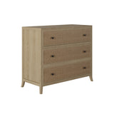 DI Designs Witley Natural Oak Wood Rattan Chest of Drawers | 3 Drawers