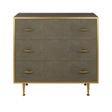 DI Designs Hampton Grey Shagreen & Gold Chest of Drawers | 3 Drawers