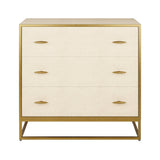 DI Designs Hampton Ivory Shagreen & Gold Chest of Drawers | 3 Drawers