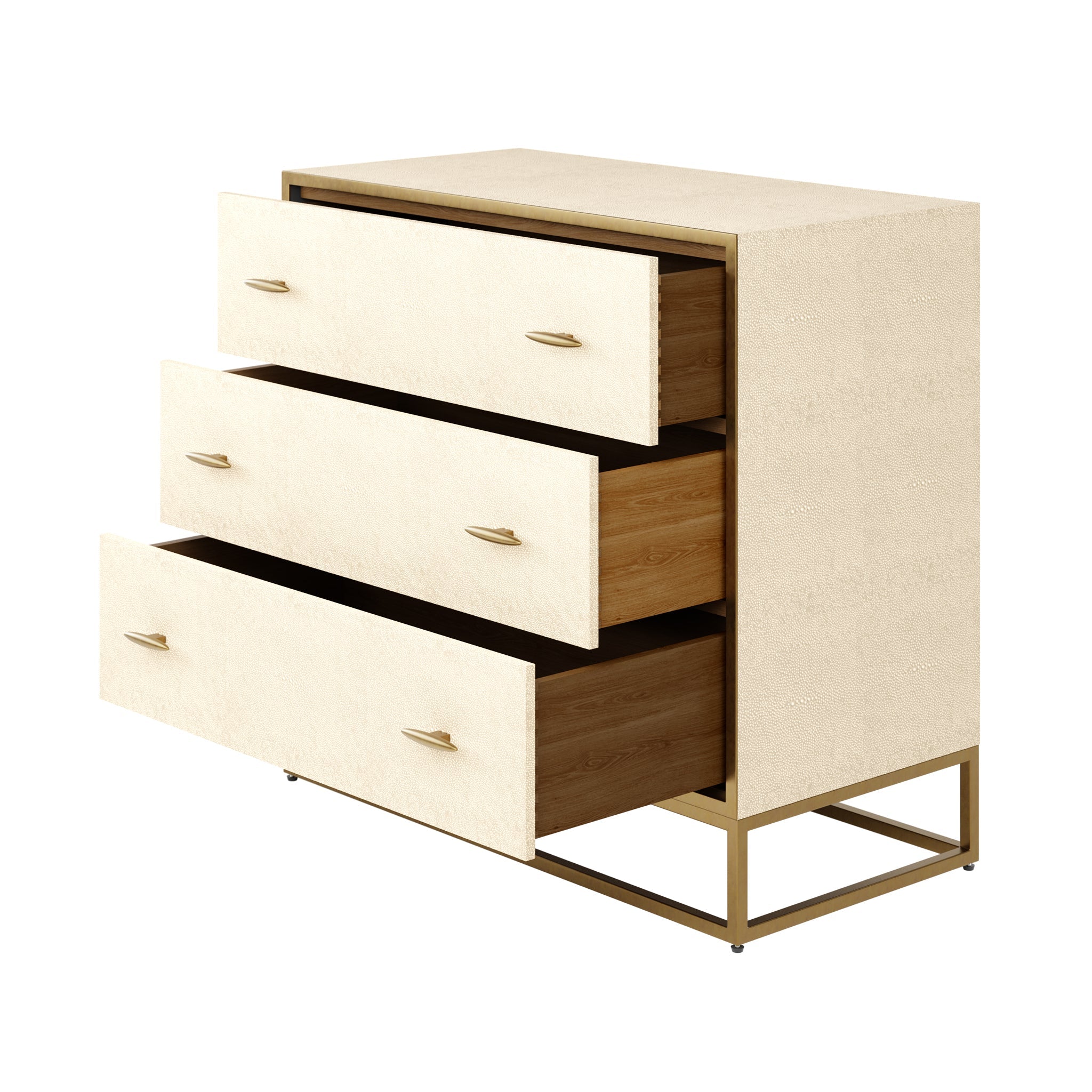 DI Designs Hampton Ivory Shagreen & Gold Chest of Drawers | 3 Drawers