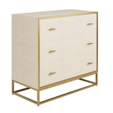 DI Designs Hampton Ivory Shagreen & Gold Chest of Drawers | 3 Drawers