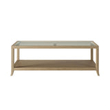 DI Designs Witley Natural Oak Wood Rattan & Glass Rectangle Coffee Table