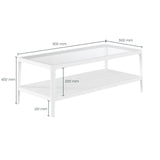 DI Designs Abberley White Oak Wood & Glass Rectangle Coffee Table