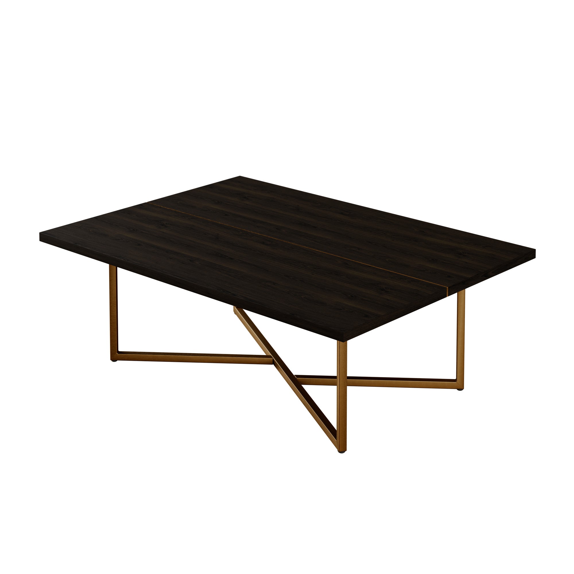 DI Designs Overbury Brown Wood & Bronze Rectangle Coffee Table