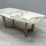 Lucien Oval Ceramic Gold Coffee Table