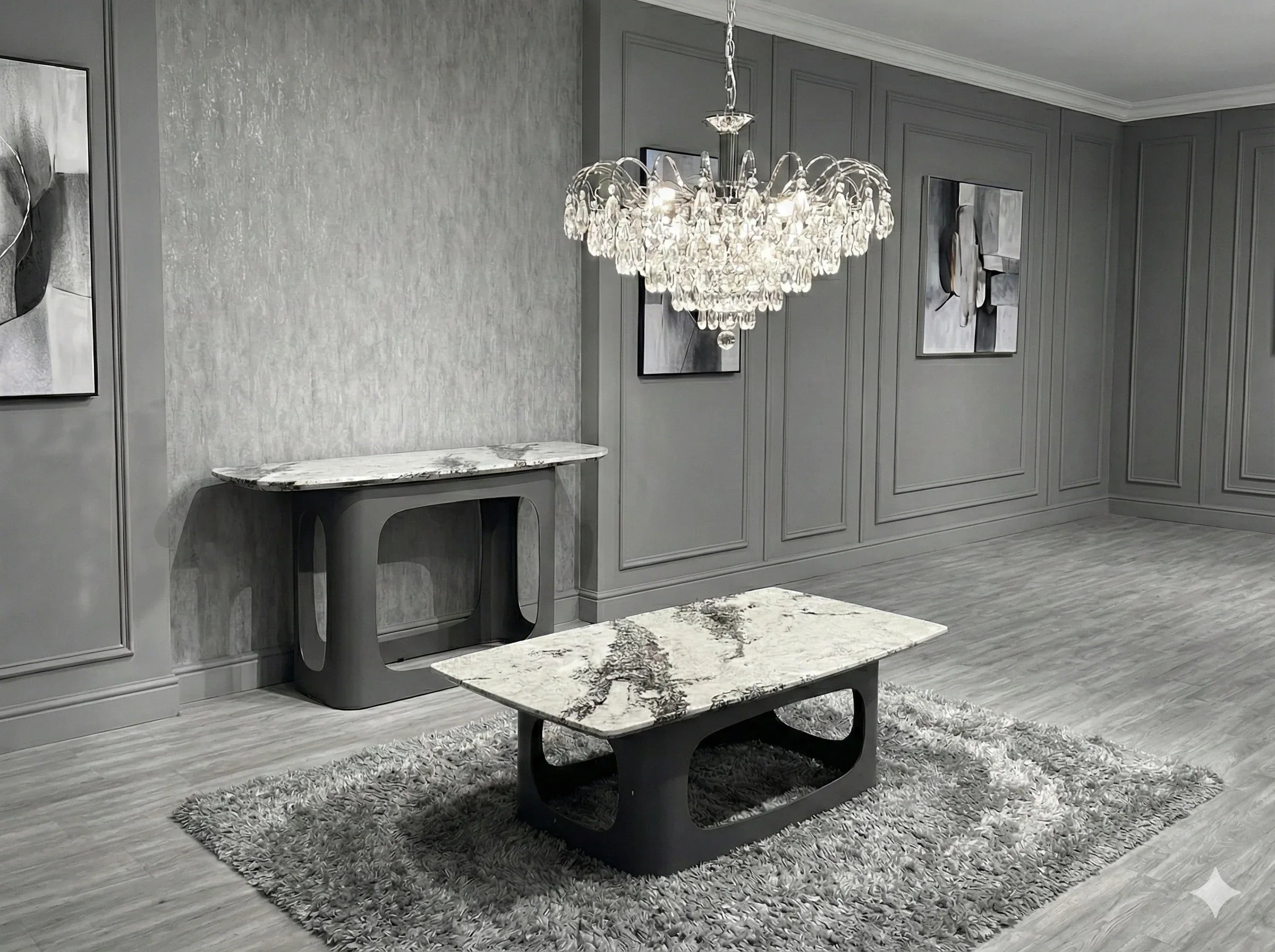 Lina Grey Ceramic Marble Console Table