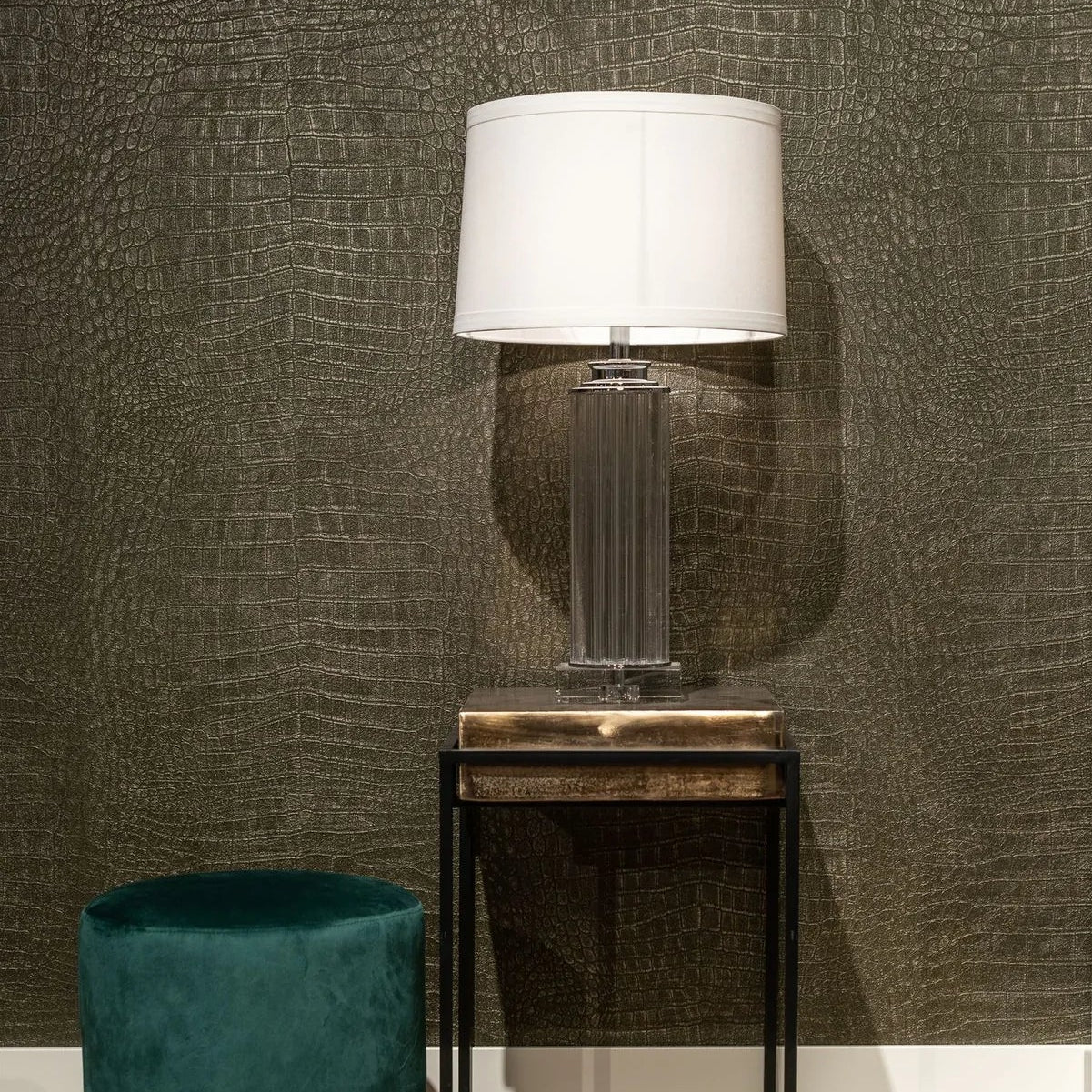 Calloway Champagne Gold and Black Side Table-Belmont Interiors