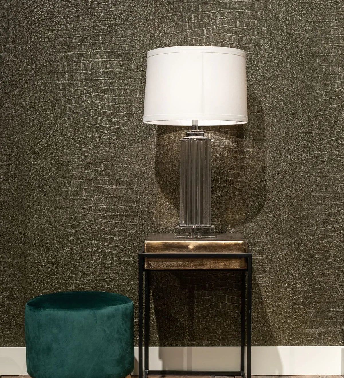 Calloway Champagne Gold and Black Side Table-Belmont Interiors