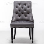Cambridge Dark Grey French Plush Velvet Quilted Back Ring Dining Chair-Esme Furnishings