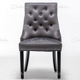 Cambridge Dark Grey French Plush Velvet Quilted Back Ring Dining Chair-Esme Furnishings