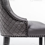 Cambridge Dark Grey French Plush Velvet Quilted Back Ring Dining Chair-Esme Furnishings