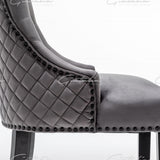 Cambridge Dark Grey French Plush Velvet Quilted Back Ring Dining Chair-Esme Furnishings
