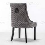 Cambridge Dark Grey French Plush Velvet Quilted Back Ring Dining Chair-Esme Furnishings