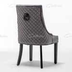 Cambridge Dark Grey French Plush Velvet Quilted Back Ring Dining Chair-Esme Furnishings