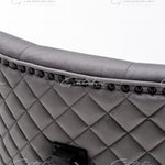 Cambridge Dark Grey French Plush Velvet Quilted Back Ring Dining Chair-Esme Furnishings