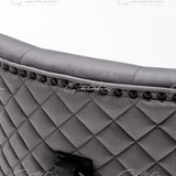 Cambridge Dark Grey French Plush Velvet Quilted Back Ring Dining Chair-Esme Furnishings