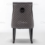 Cambridge Dark Grey French Plush Velvet Quilted Back Ring Dining Chair-Esme Furnishings