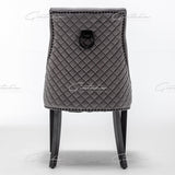 Cambridge Dark Grey French Plush Velvet Quilted Back Ring Dining Chair-Esme Furnishings