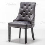 Cambridge Dark Grey French Plush Velvet Quilted Back Ring Dining Chair-Esme Furnishings