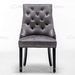 Cambridge Dark Grey French Plush Velvet Quilted Back Ring Dining Chair-Esme Furnishings