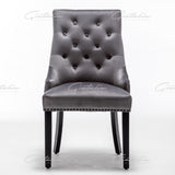 Cambridge Dark Grey French Plush Velvet Quilted Back Ring Dining Chair-Esme Furnishings