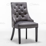 Cambridge Dark Grey French Plush Velvet Quilted Back Ring Dining Chair-Esme Furnishings