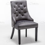 Cambridge Dark Grey French Plush Velvet Quilted Back Ring Dining Chair-Esme Furnishings